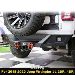 For 2018-2023 Jeep Wrangler JL JLU Rear Bumper Steel with LED Light & D-Rings