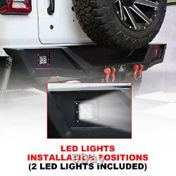 For 2018-2023 Jeep Wrangler JL JLU Rear Bumper Steel with LED Light & D-Rings