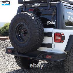 For 2018-2023 Jeep Wrangler JL Rear Bumper Powder Coated Steel with LED Lights