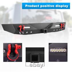 For 2018-2023 Jeep Wrangler JL Rear Bumper Steel with LED Lights and D-rings Set