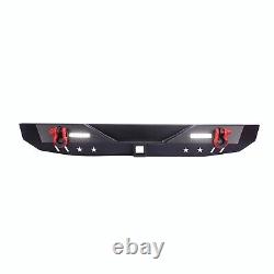 For 2018-2023 Jeep Wrangler JL Rear Bumper Steel with LED Lights and D-rings Set