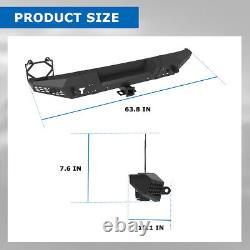 For 2018-2024 Jeep Wrangler JL JLU Steel Rear Bumper withD-Rings+License Bracket