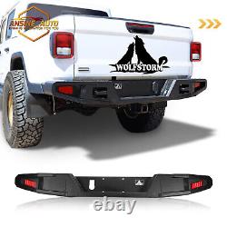 For 2019-2023 Jeep Gladiator JT Rear Bumper with LED Lights Heavy Duty Steel