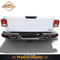 For 2019-2023 Jeep Gladiator JT Rear Bumper with LED Lights Heavy Duty Steel