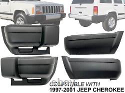 For Bumper End Cover Textured Black 1997-2001 Jeep Cherokee Front and Rear 4 Pcs