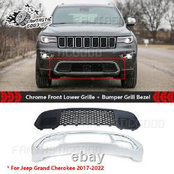 For Jeep Grand Cherokee 2017-2022 Chrome Front Lower Grille Bumper Grill Bezel