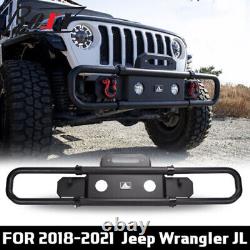 Front Bumper For 18-21 Jeep Wrangler JL JLU Round Tube Design Extend Winch Plate