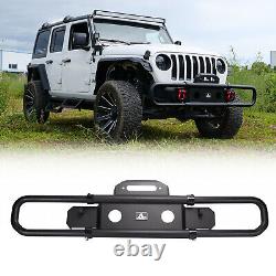 Front Bumper For 18-21 Jeep Wrangler JL JLU Round Tube Design Extend Winch Plate