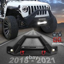 Front Bumper For 18-22 Jeep Wrangler JL JLU Gladiator JT LED Lights Winch D-ring