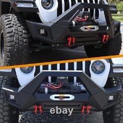 Front Bumper For 18-22 Jeep Wrangler JL JLU Gladiator JT LED Lights Winch D-ring