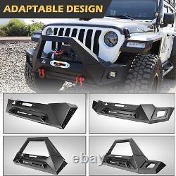 Front Bumper For 18-22 Jeep Wrangler JL JLU Gladiator JT LED Lights Winch D-ring