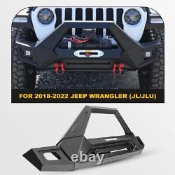 Front Bumper For 18-22 Jeep Wrangler JL JLU Gladiator JT LED Lights Winch D-ring