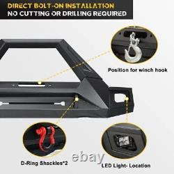 Front Bumper For 18-22 Jeep Wrangler JL JLU Gladiator JT LED Lights Winch D-ring