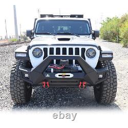 Front Bumper For 18-22 Jeep Wrangler JL JLU Gladiator JT LED Lights Winch D-ring