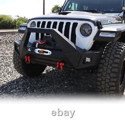 Front Bumper For 18-22 Jeep Wrangler JL JLU Gladiator JT LED Lights Winch D-ring