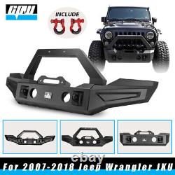 Front Bumper For 2007-2018 Jeep Wrangler JK JKU Black Steel Adaptable Hooke Road