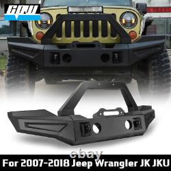 Front Bumper For 2007-2018 Jeep Wrangler JK JKU Black Steel Adaptable Hooke Road