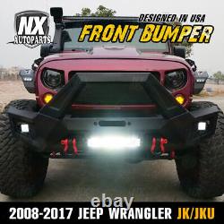 Front Bumper For 2007-2018 Jeep Wrangler JK JKU JT Winch Plate with LED Lights