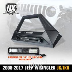 Front Bumper For 2007-2018 Jeep Wrangler JK JKU JT Winch Plate with LED Lights