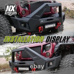 Front Bumper For 2007-2018 Jeep Wrangler JK JKU JT Winch Plate with LED Lights