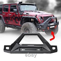 Front Bumper For 2007-2018 Jeep Wrangler JK JKU JT Winch Plate with LED Lights