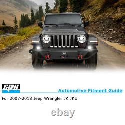 Front Bumper For 2007-2018 Jeep Wrangler JK JKU with LED Lights Winch Plate Steel