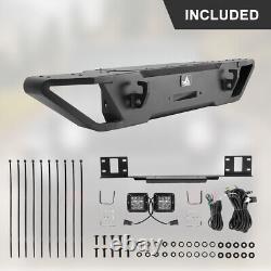 Front Bumper For 2007-2018 Jeep Wrangler JK Winch Plate Black Steel withLED Lights