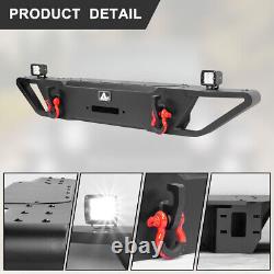 Front Bumper For 2007-2018 Jeep Wrangler JK Winch Plate Black Steel withLED Lights