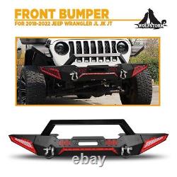 Front Bumper For 2007-23 Jeep Wrangler JK JL Gladiator JT withWinch Plate 2D-Ring