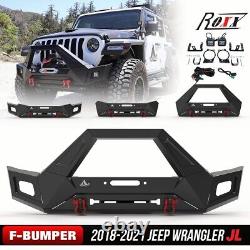 Front Bumper For 2018-2022 Jeep Wrangler JL Gladiator JT LED Lights Winch D-ring