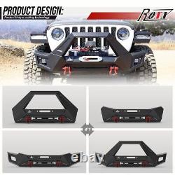 Front Bumper For 2018-2022 Jeep Wrangler JL Gladiator JT LED Lights Winch D-ring