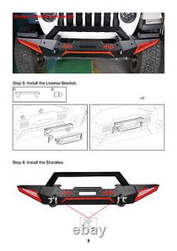 Front Bumper For 2018-2023 Jeep Wrangler JL 07-18 JK 19-23 Gladiator with2D-Rings