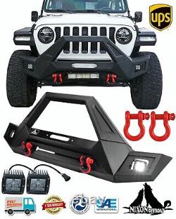 Front Bumper For 2018-2024 Jeep Wrangler JL Gladiator JT withLED Lights&2D-Rings