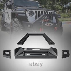 Front Bumper For 2018-2024 Jeep Wrangler JL Gladiator JT withLED Lights&2D-Rings