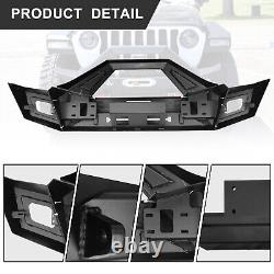 Front Bumper For 2018-2024 Jeep Wrangler JL Gladiator JT withLED Lights&2D-Rings