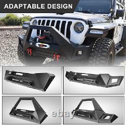 Front Bumper For 2018-2024 Jeep Wrangler JL Gladiator JT withLED Lights&2D-Rings