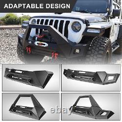 Front Bumper+Rear Bumper For 2007-2018 Jeep Wrangler JK JKU withLED Lights+D-Rings