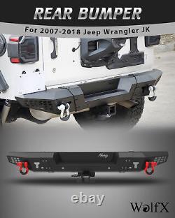 Front Bumper+Rear Bumper For 2007-2018 Jeep Wrangler JK JKU withLED Lights+D-Rings