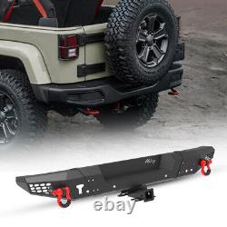 Front Bumper+Rear Bumper For 2007-2018 Jeep Wrangler JK JKU withLED Lights+D-Rings