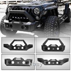 Front Bumper Rear Bumper with D-Rings & Hitch For 2007-2018 Jeep Wrangler JK