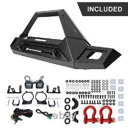 Front Bumper Steel For 2007-2018 Jeep Wrangler JK JKU JT withLED Light Winch Plate