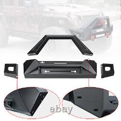 Front Bumper Steel For 2007-2018 Jeep Wrangler JK JKU JT withLED Light Winch Plate