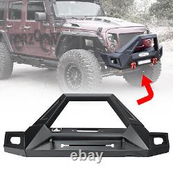 Front Bumper Steel For 2007-2018 Jeep Wrangler JK JKU JT withLED Light Winch Plate