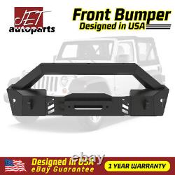 Front Bumper With LED Lights+Winch Plate For 2007-2023 Jeep Wrangler JK/JL/JT