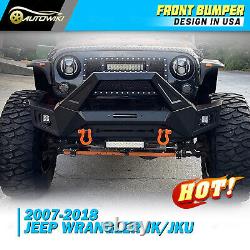 Front Bumper for 08-17 Jeep Wrangler JK JKU Offroad with LED Lights Winch Plate