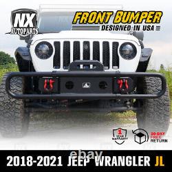 Front Bumper for 18-22 Jeep Wrangler JL JLU Winch Plate Round Tube Design Extend