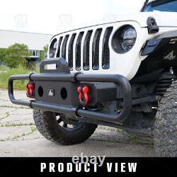 Front Bumper for 18-22 Jeep Wrangler JL JLU Winch Plate Round Tube Design Extend