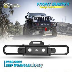 Front Bumper for 18-23 Jeep Wrangler JL JLU Round Tube Design with Winch Plate