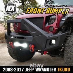 Front Bumper for 2007-2018 Jeep Wrangler JK JKU JT withLED Lights Winch Plate