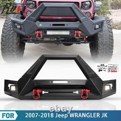 Front Bumper for 2007-2018 Jeep Wrangler JK JKU JT withLED Lights Winch Plate